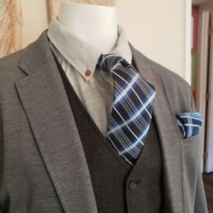 BERGAMO MEN'S BLUE PLAID TIE